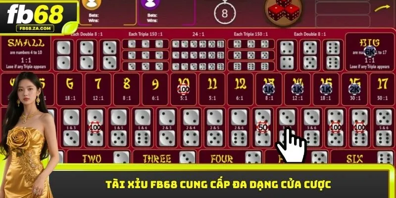 Tài Xỉu FB68 cung cấp đa dạng cửa cược